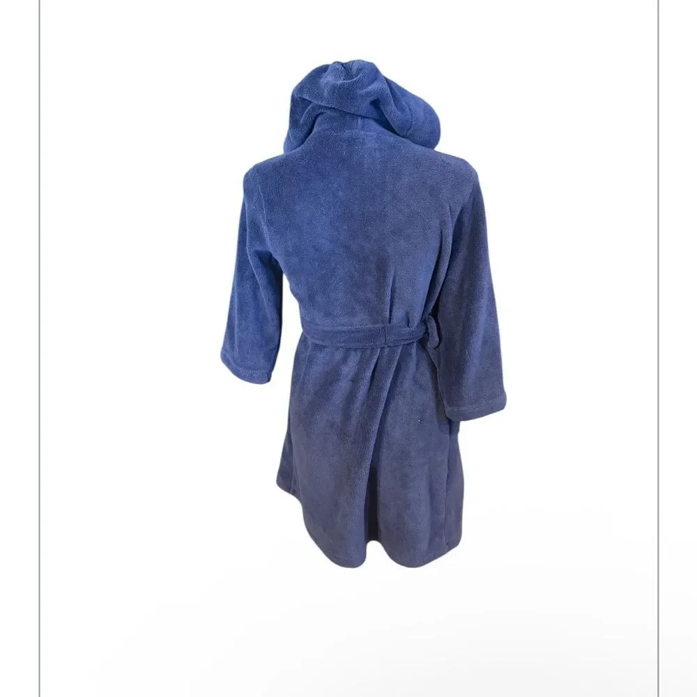 Plush Hooded Bathrobe in Blue L (5515)